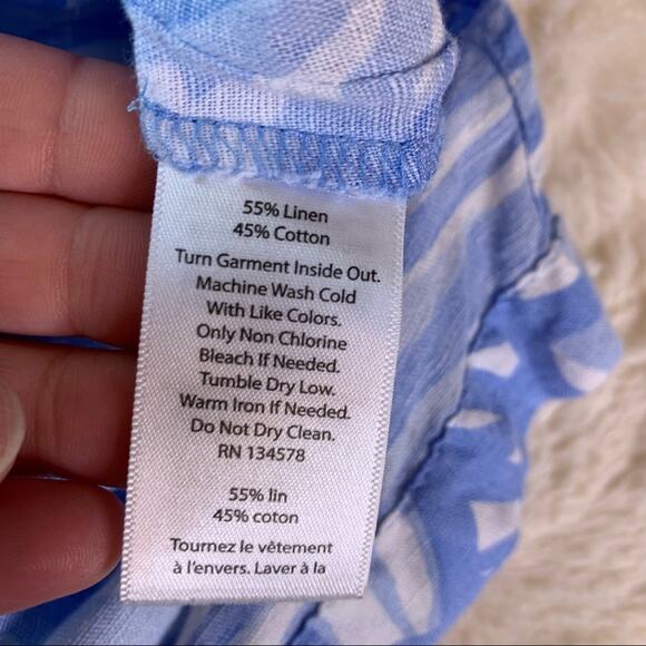 Vineyard Vines blue white seashell linen blend popover top size XS - Picture 10 of 10
